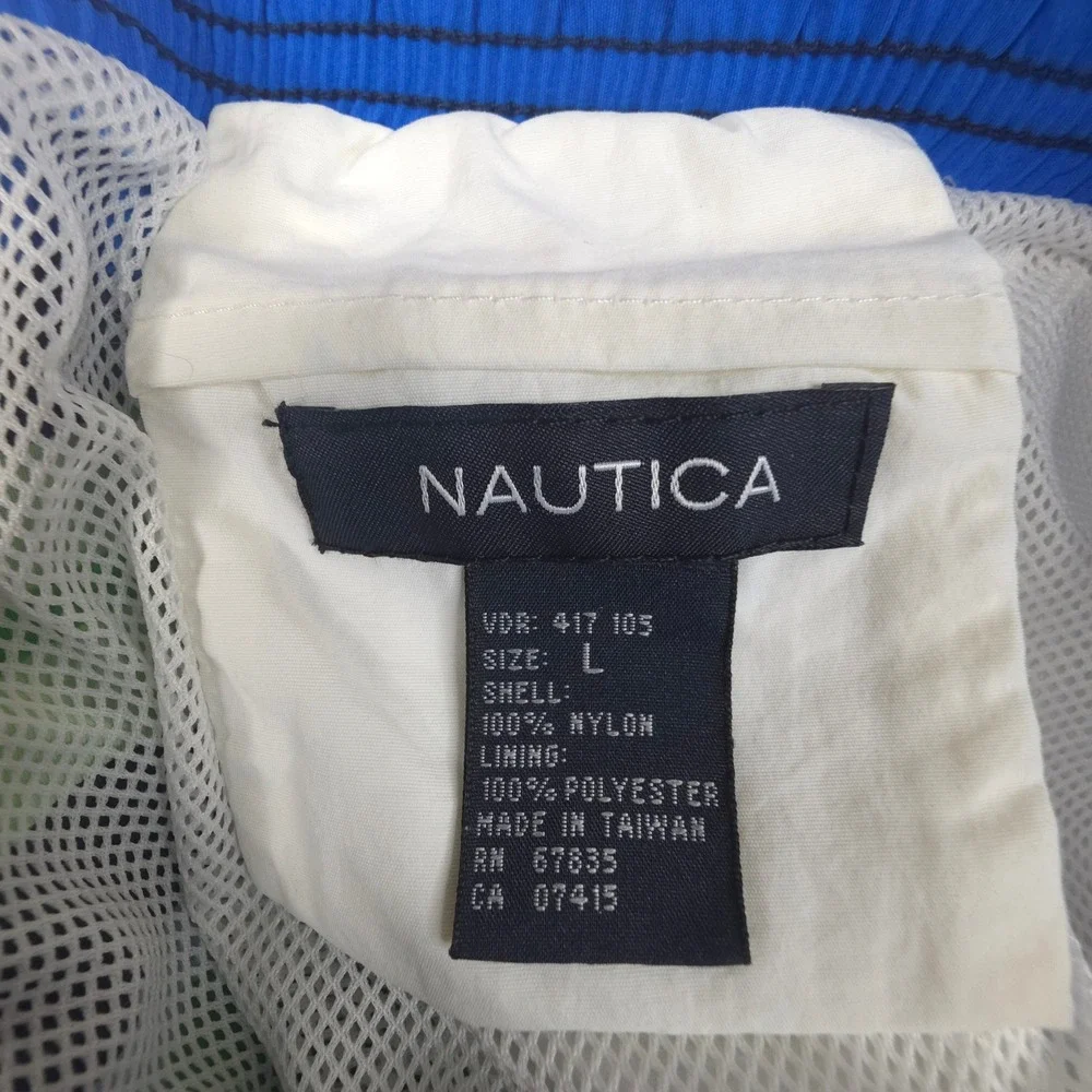 Vintage Nautica Swim Trunks Mens Large 34 Striped Blue Green Yellow Lined Shorts